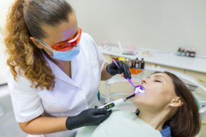 Sedated woman having dental work